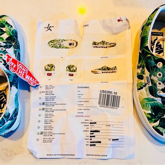 Vans Custom Made "leaf me alone" brand new womens sz7 mens 5.5 NWT - Picture 2 of 8